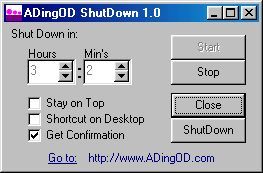 ADingOD ShutDown Screenshot